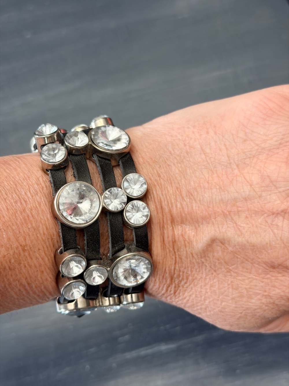 Crystal Accent Black Multi-Strand Wrap Bracelet